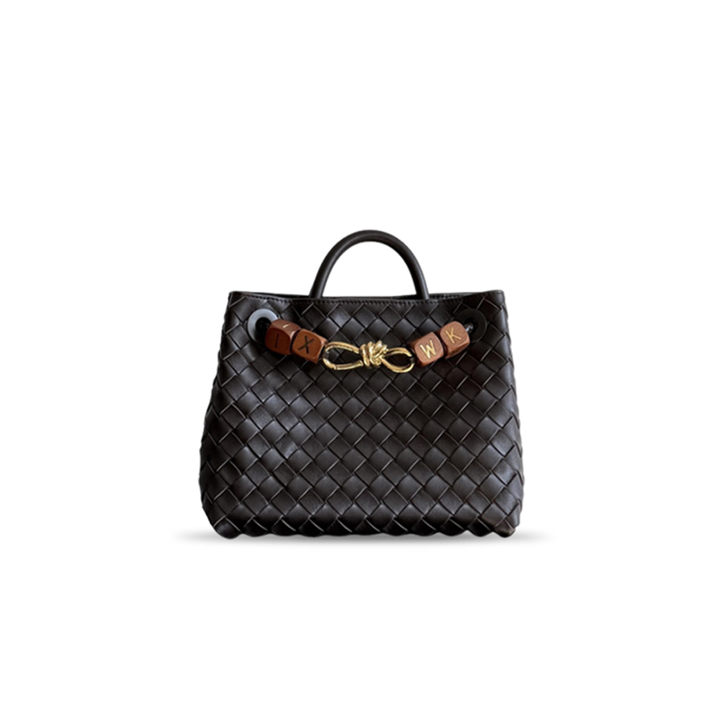 BOTTEGA VENETA SMALL ANDIAMO IN BLACK BROWN BAG 743568 (25*22*10.5cm)